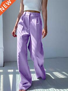 Women High Waist Pants 2022 Casual Loose Office Lady Trouser