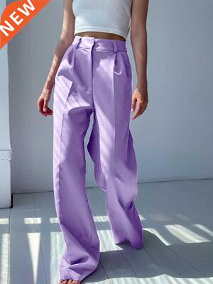 Women High Waist Pants 2022 Casual Loose Office Lady Trouser
