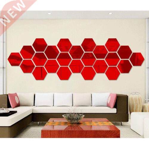 12Pcs/Set Hexagon Acrylic Mirror Sticker 3D Mirror Wall