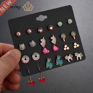 12 Pairs Lovely Baby Earrings Set For Women Kids Everyday C