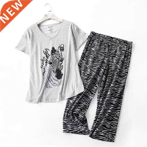 Plus size 130 pjms sets women Fshion Printed loose sho