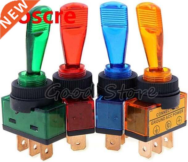 1PCS Automotive Toggle Switch 3 Pin ON-OFF with lamp DC12V 2