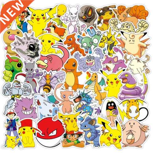 50pcs Pokemon Stickers Kawaii Pikachu Cartoons Anime GO Lap