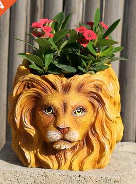 3D Lion Head Vase Figure Planter Pot Cute Succulent Bonsai