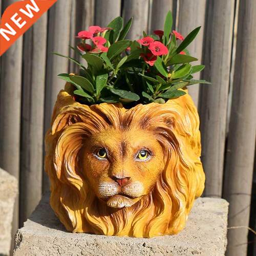 3D Lion Head Vase Figure Planter Pot Cute Succulent Bonsai