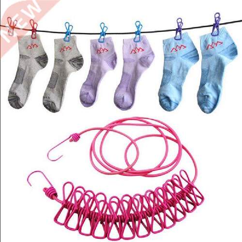 Elastic Washing Line With 12 Clips Travel Portable