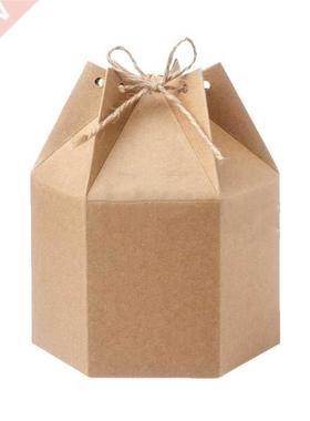 50Pcs Kraft Paper Package Cardboard Box Lantern Hexagon Cand