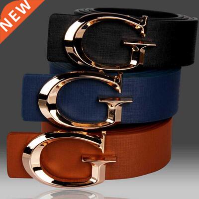 New Alphabetic Gold Buckle Belt for Men and Women Couples Wa