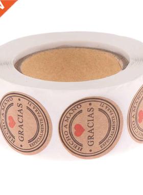 500PCS/lot Multiple Styles Kraft Gracias Spanish Thank You L