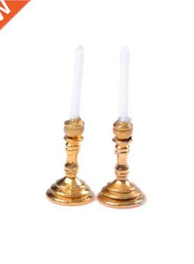 1 Pair of 1:12 Dollhouse Miniature Candlesticks White