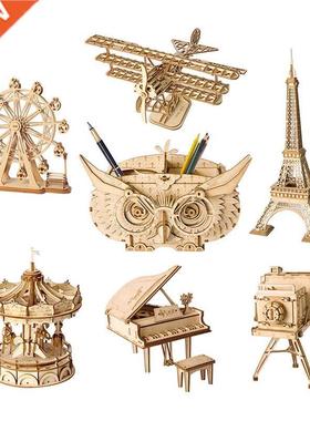 Robotime DIY 3D Wooden Puzzle Toys Assembly Model Toys Plane