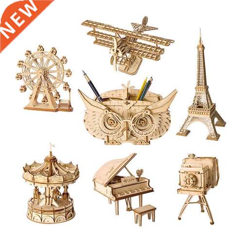 Robotime DIY 3D Wooden Puzzle Toys Assembly Model Toys Plane