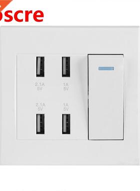 10A 4 Ports USB Wall Socket Charger Power Adapter Plug On-of
