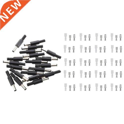 20 Pcs Black 2.5Mm X 5.5Mm DC Power Male Plug Jack Adapter &