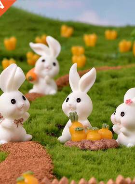 Cute Animal Rabbit Carrots House Figurines Fairy Garden Orna