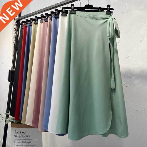 Croysier Summer Skirts Womens 2021 New High Waist Side Tie B