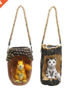 Garden Decoration Solar Led Statue Squirrel/fox Resin Craft