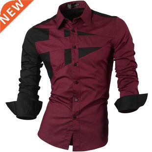 Jeansian Men's Dress Shirts Casual Stylish Long Sleeve Desig
