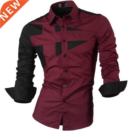 Jeansian Men's Dress Shirts Casual Stylish Long Sleeve Desig