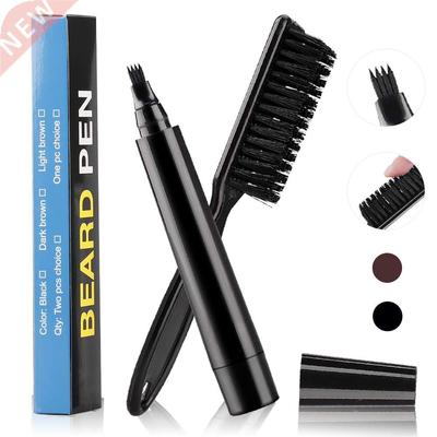 Men Beard Hair Filler Pen with Brush Male Waterproof Hair Re