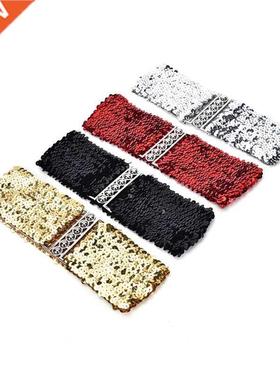Women Shinny Cummerbund High  Metallic Sequin Women D