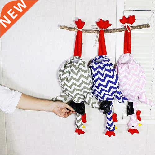 Canvas Living Room Wall Storage Garbage Bag Rack Cartoon