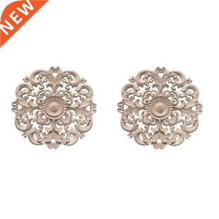 2 Wood Carving Applique Round Furniture Corner Inlaid Wall