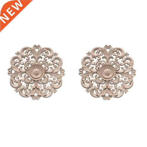 2 Wood Carving Applique Round Furniture Corner Inlaid Wall