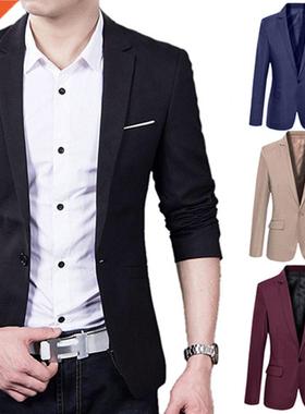 Casual Blazer Men Jackets Solid Color Men Blazers Long Sleev