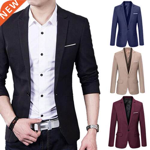 Casual Blazer Men Jackets Solid Color Men Blazers Long Sleev