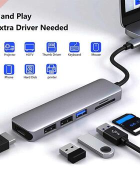6 in 1 USB Hub For Laptop Adapter PC Computer Charge 6 Ports