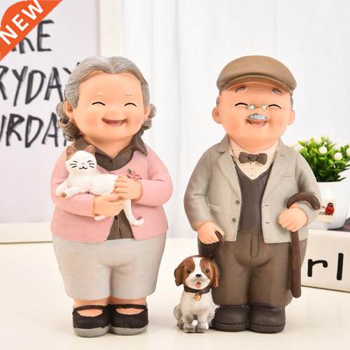 2Pcs/Set Cartoon Human Shape Old Couple Model Craft Gift