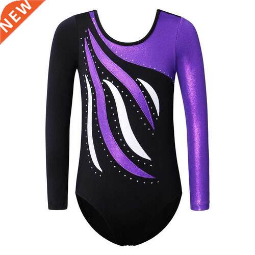 BAOHULU Girls Ballet Leotard Toddler Striped Long Sleeves Gy