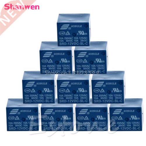 New High Quality 10 PCS 5 Pins RELAY DC 12V Coil Power Relay