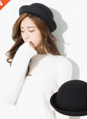 Winter Cap Vintage Laday Prok Pie Chapeu de Feltro Bowler Ga