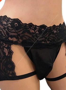 Erotic underwear men's lace three-point panties