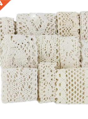 (5Meter/roll) White Beige Cotton Embroidered Lace Net Ribbon