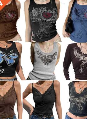 Christmas 2021 Vintage Clothes Y2k Corset Crop Top Women Cyb