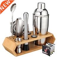 10 Pcs Cocktail Shaker Set Jigger Mixing Spoon Tong Barware