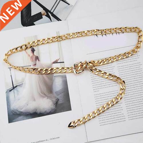 Punk Metal Chain Women Belt Gold Silver Waist Chain Dress Je