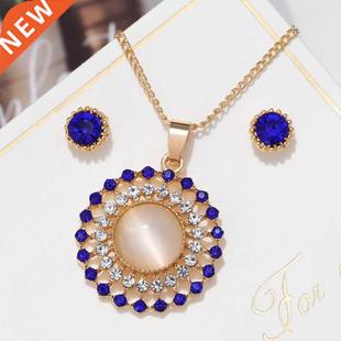 New Design Round OPal Jewelry Sets Necklace Earrings Set for