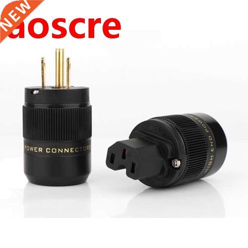 One Pair P078+C078 Hi-End Gold Plated US Power Cable Plug IE