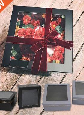 2pcs/set Kraft Paper Box Transparent PVC Window Soap Boxes