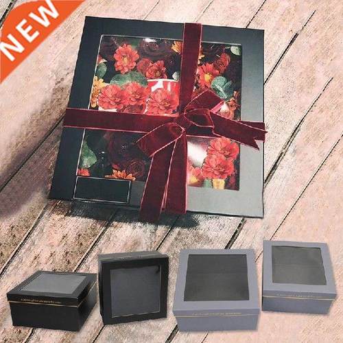 2pcs/set Kraft Paper Box Transparent PVC Window Soap Boxes