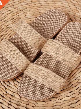 Women Indoor Slippers Home Flax Slides Summer Flat Shoes Wom