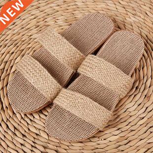 Women Indoor Slippers Home Flax Slides Summer Flat Shoes Wom
