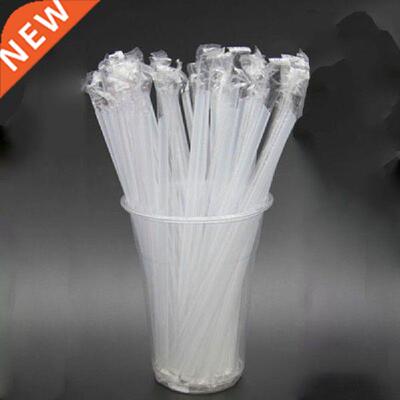 100pcs Clear Individually Wrapped Drinking PP Straws Tea