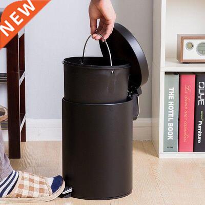 Desktop Trash Can Small Kitchen Metal Bucket Cover Bedroom