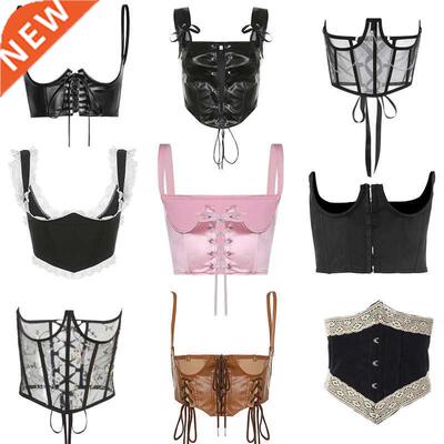 Chic Women Underbust Corset Y2K Aesthetic Fairycore Kawaii T