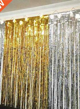 2Pack Metallc Fol Tnsel Frnge Curtan Brthday Weddng B